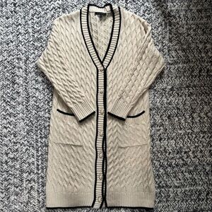 Elegant Cream Duster Cardigan Sweater Women’s Medium